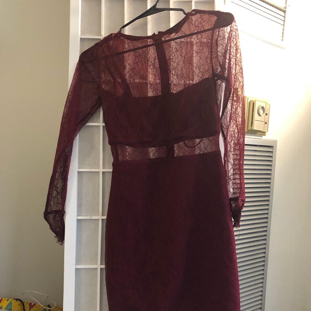 Topshop burgundy lace dress